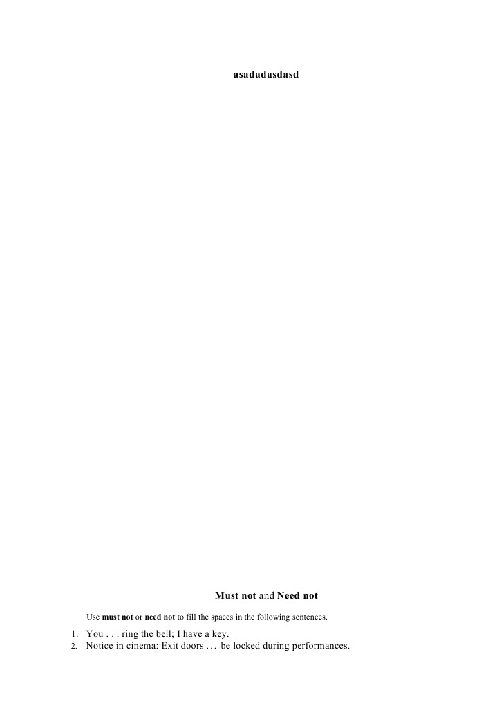 Must Not and Need Not Exercises | PDF | Violence