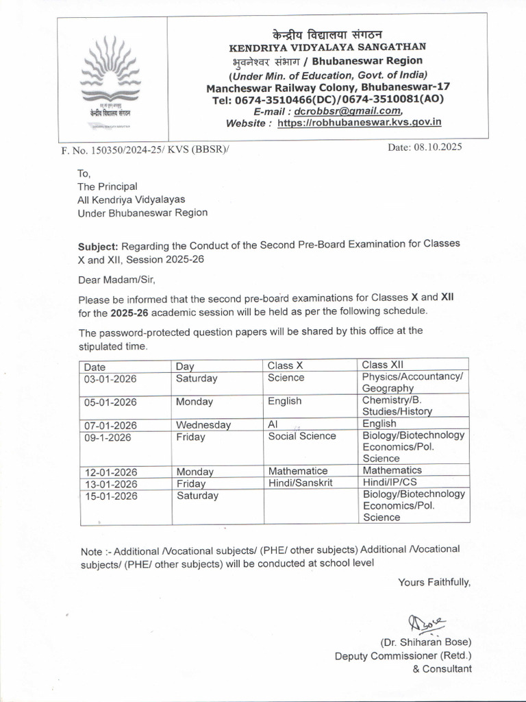 Conduct of The 2nd Pre - Board Exam For Class X & XII | PDF