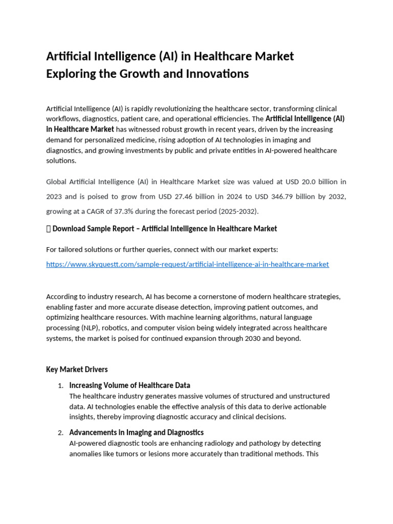 AI in Healthcare Market Growth Insights | PDF | Artificial Intelligence ...