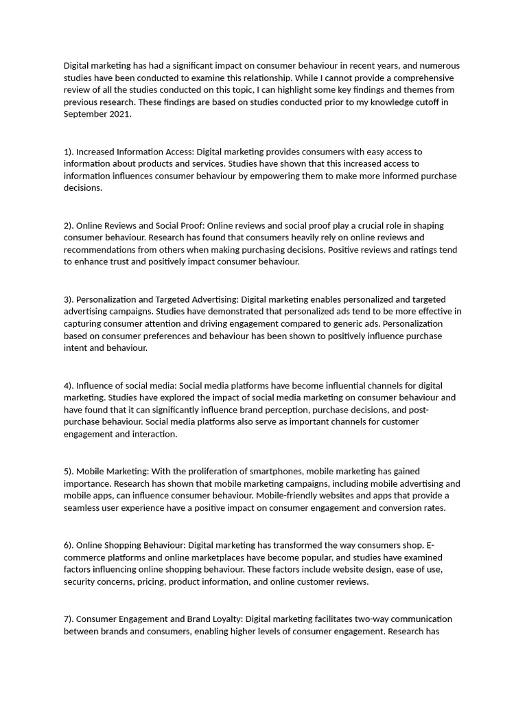 Impact of Digital Marketing on Consumer Behavior | PDF | Digital ...