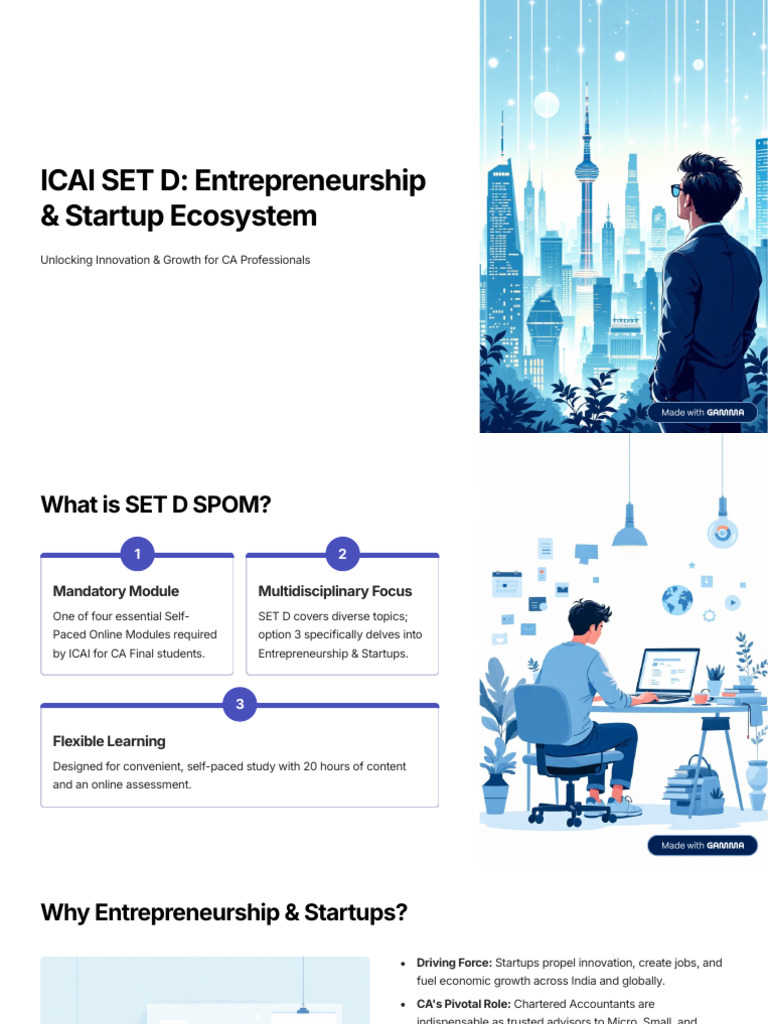 ICAI SET D: Entrepreneurship Module | PDF | Startup Company | Small ...