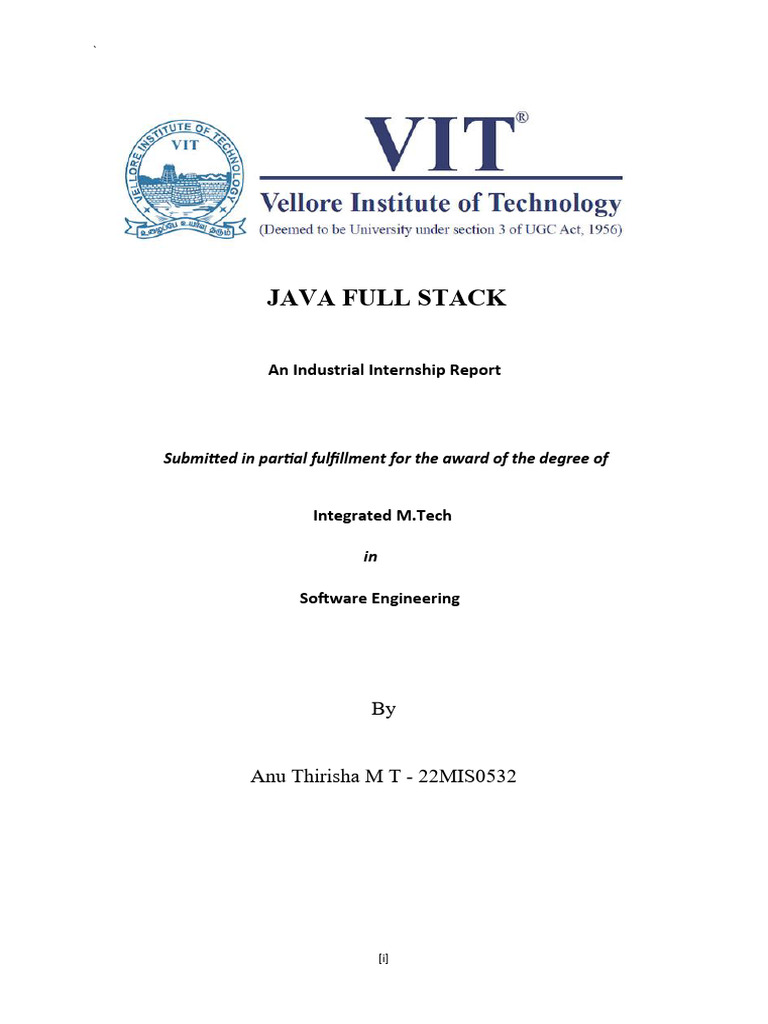 Java Full Stack Internship Report | PDF | Object Oriented Programming ...
