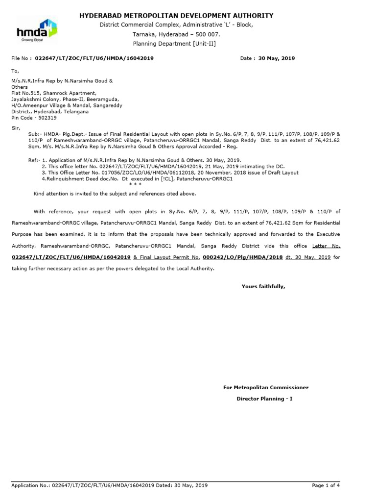 HMDA Final Residential Layout Approval | PDF