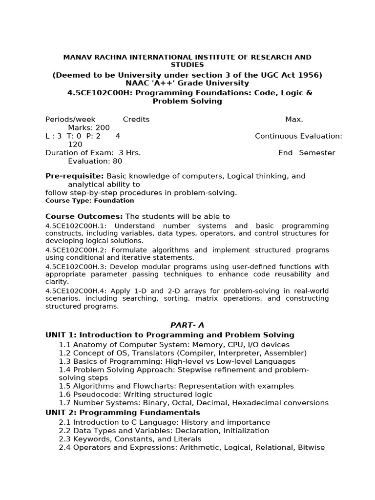 Programming Foundations Course Overview | PDF | Control Flow | String ...