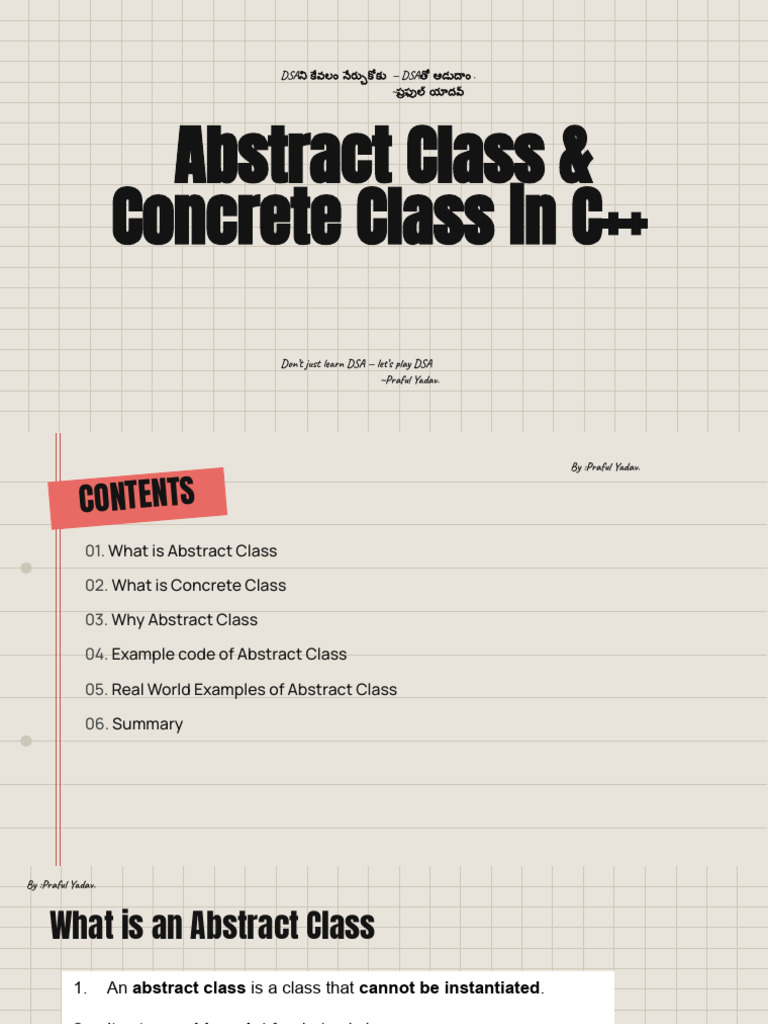Abstract Class & Concrete Class in C++ | PDF | Class (Computer ...