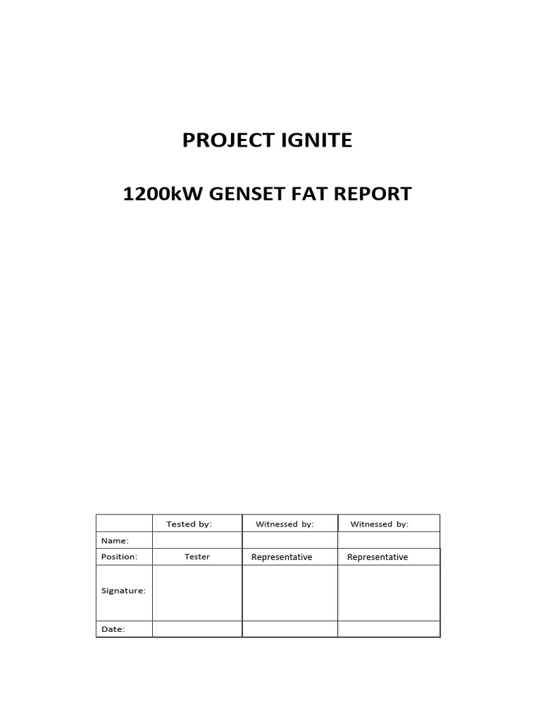 1200kW Genset FAT Report Summary | PDF | Noise | Battery Charger