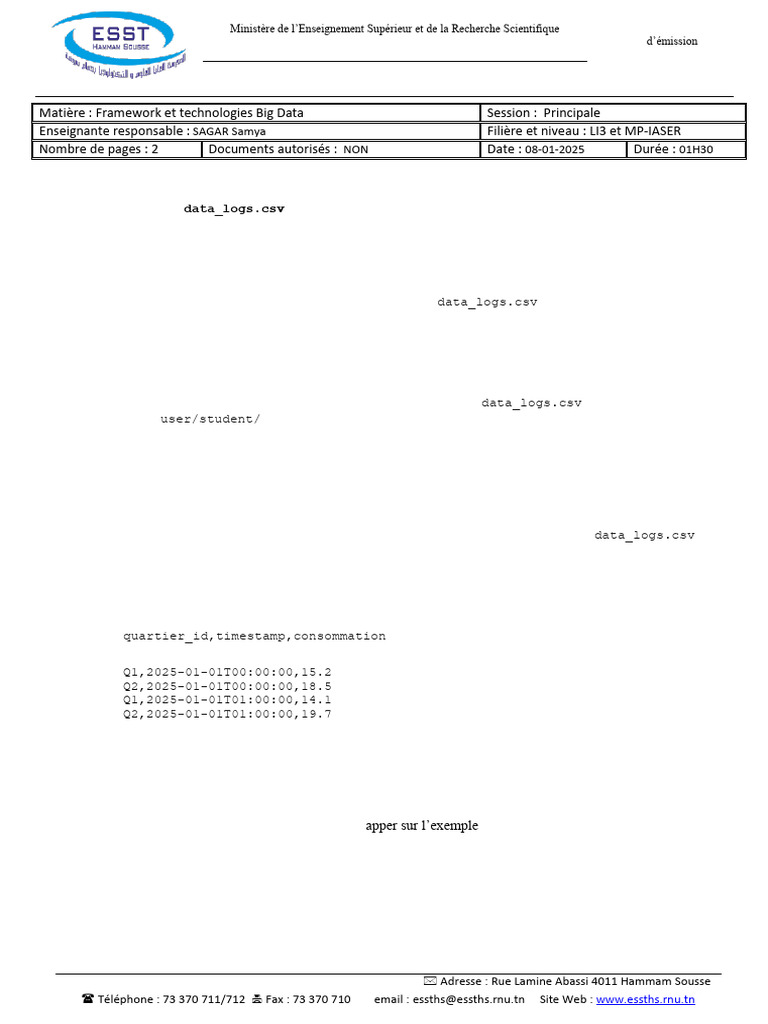 Examen Big Data : HDFS et MapReduce | PDF | Apache Hadoop | MapReduce