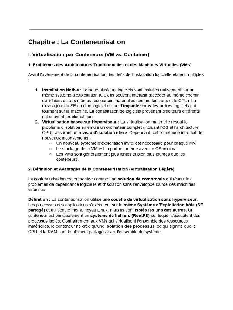 Avantages et Fondements de la Conteneurisation | PDF | Virtualisation ...