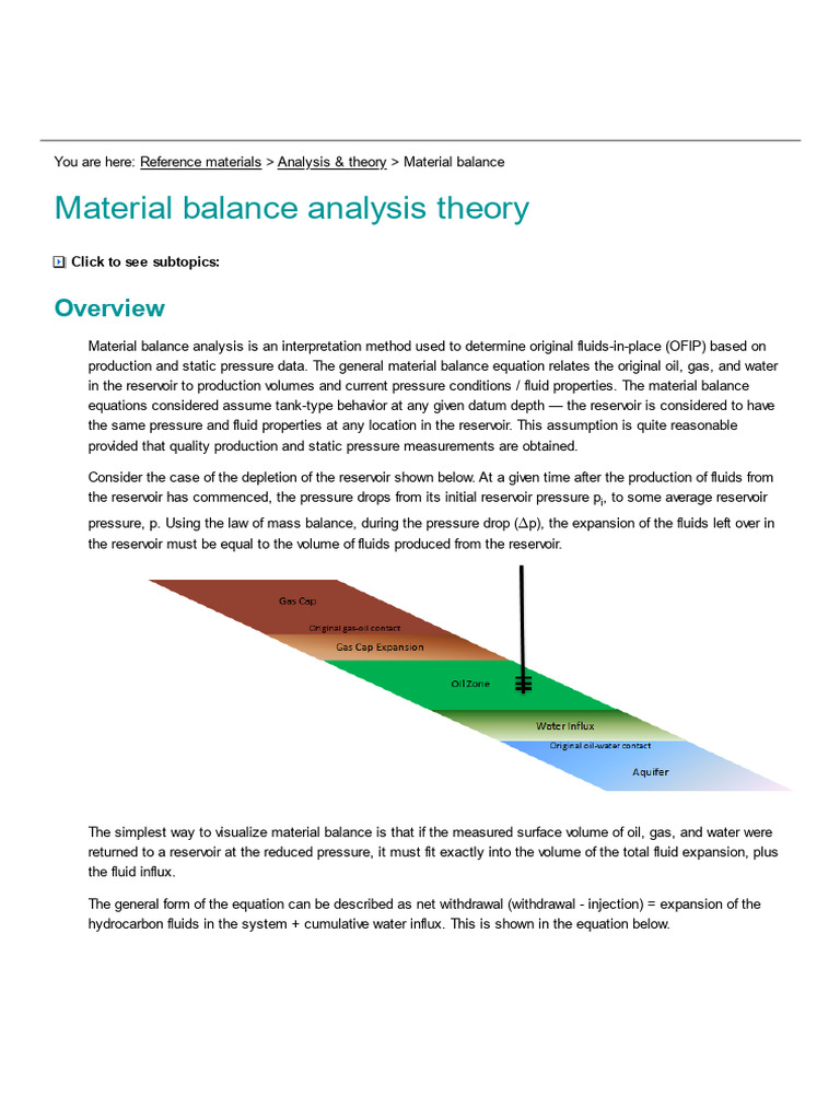 Material Balance Analysis in Reservoirs | PDF | Petroleum Reservoir | Gases
