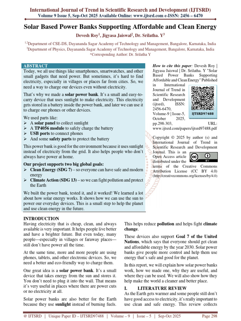 Solar Power Banks for Clean Energy Access | PDF | Battery Charger ...