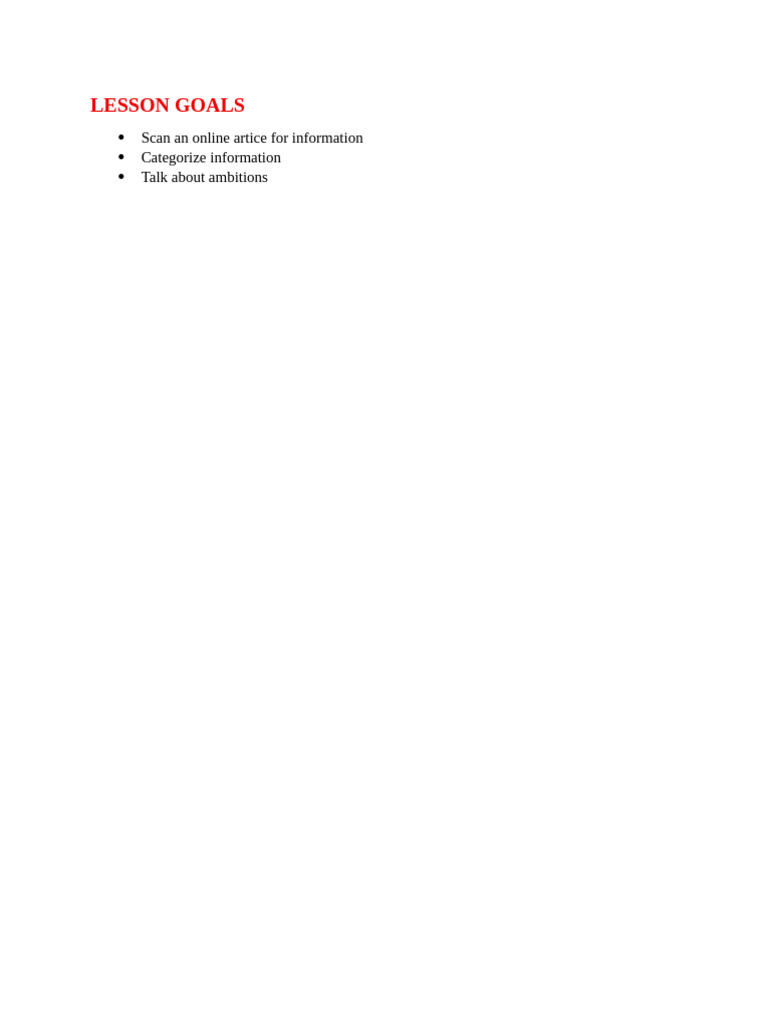 Lesson Goals | PDF