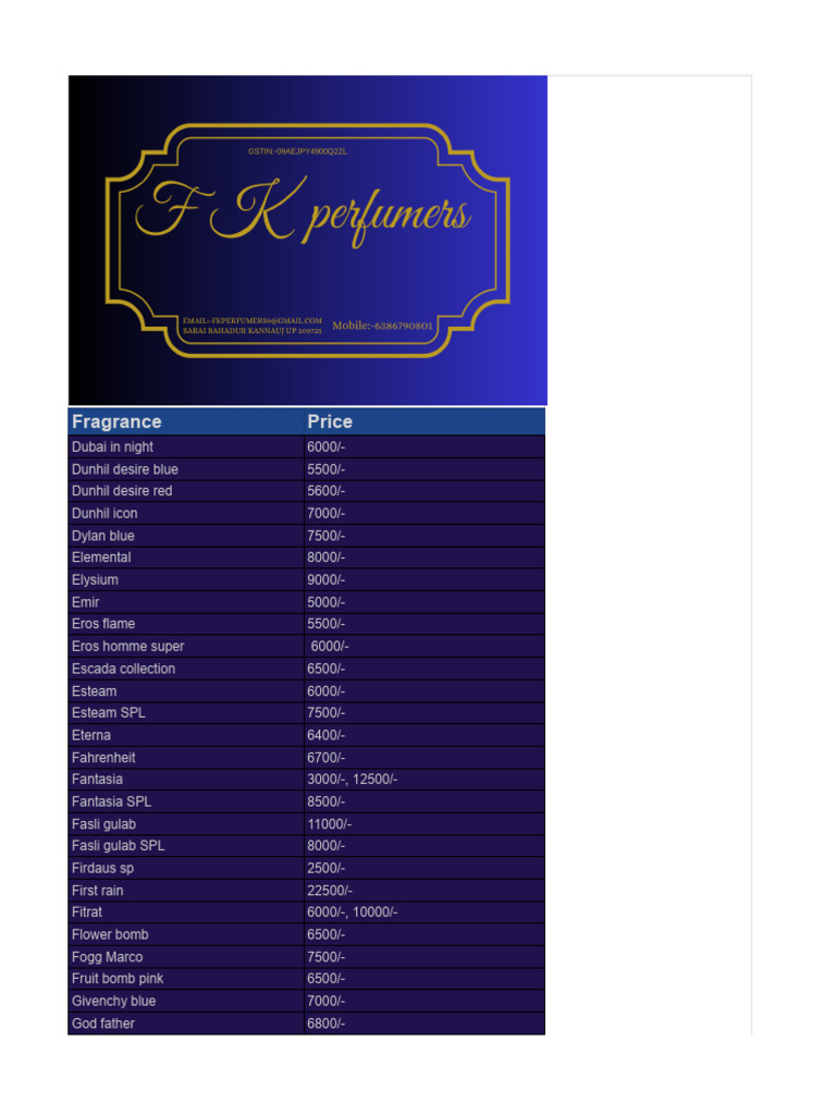 Price List 3 | PDF | Perfume | Perfumery