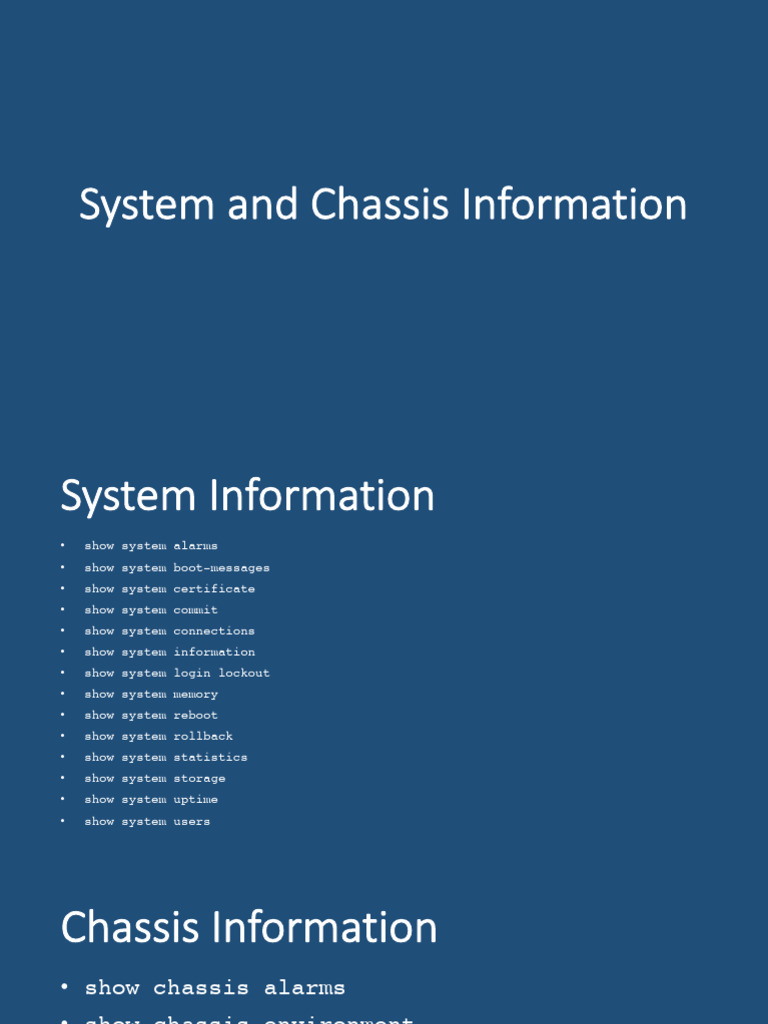 System and Chassis Overview Commands | PDF
