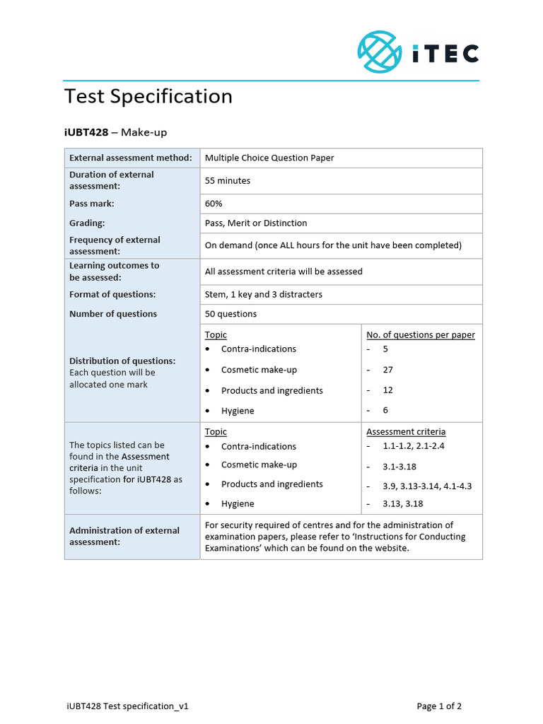 37495-IUBT428 Test Specification v1 3 | PDF