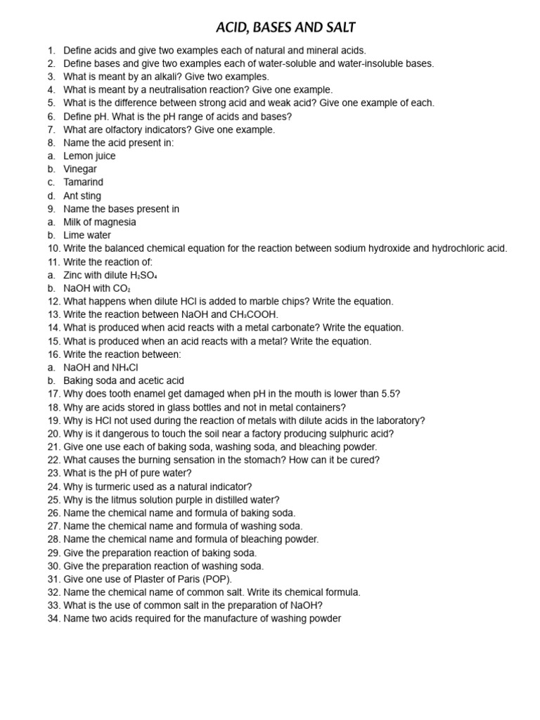 Acids, Bases, and Salts Explained | PDF