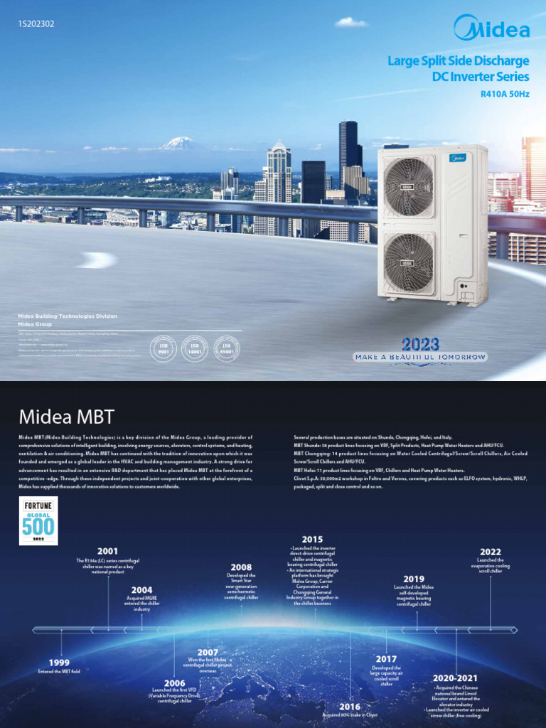 Midea Large Split AC Series Overview | PDF | Duct (Flow) | Power Inverter