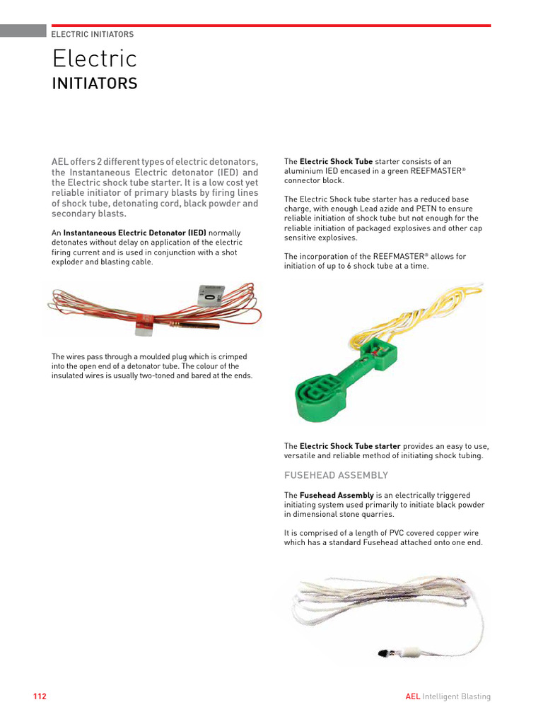 AEL Electric Detonators Overview | PDF | Electrical Connector | Explosion
