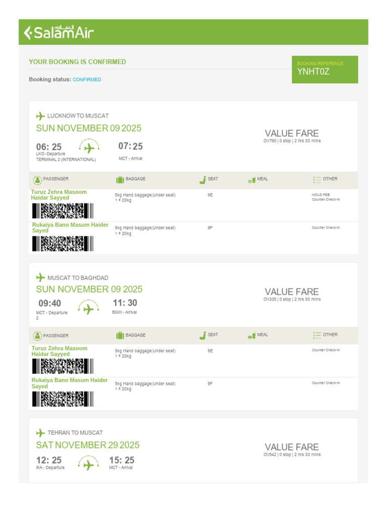 Confirmed Flight Booking Details | PDF | Payments | Services (Economics)