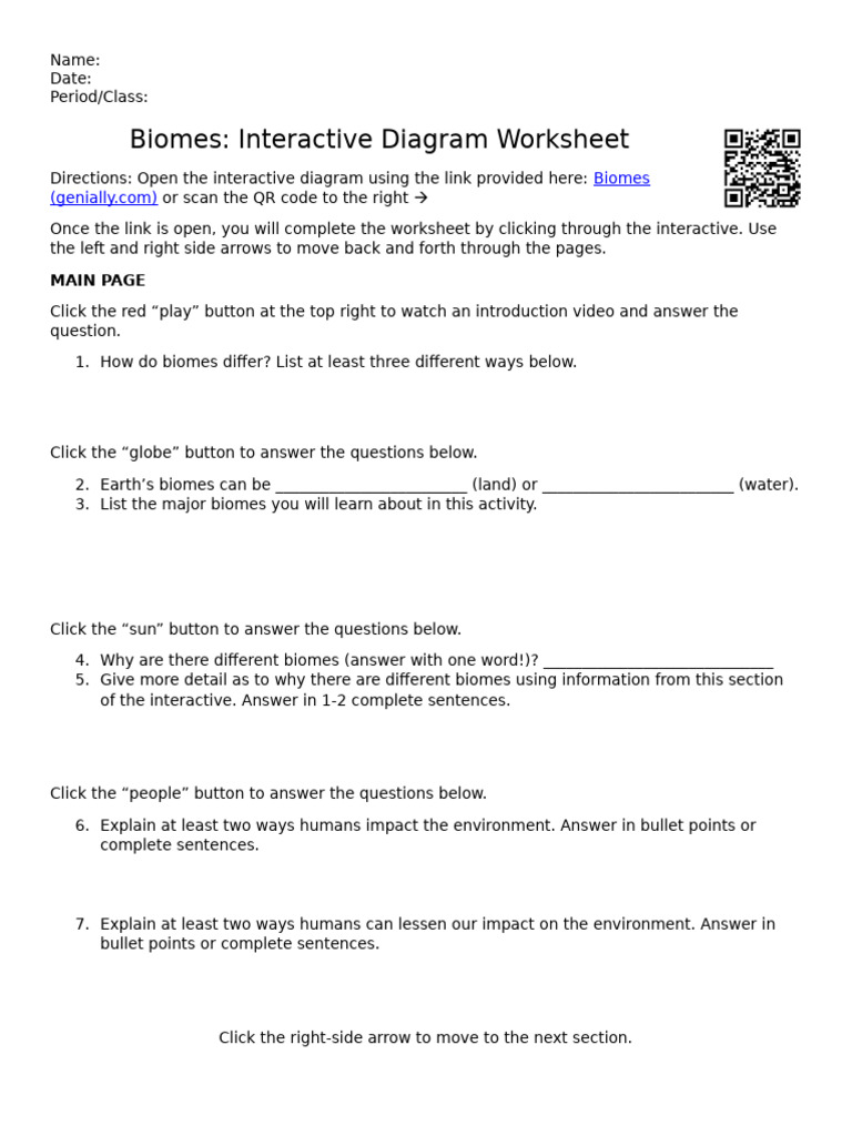 Interactive Biomes Worksheet Guide | PDF | Habitat | Physical Geography