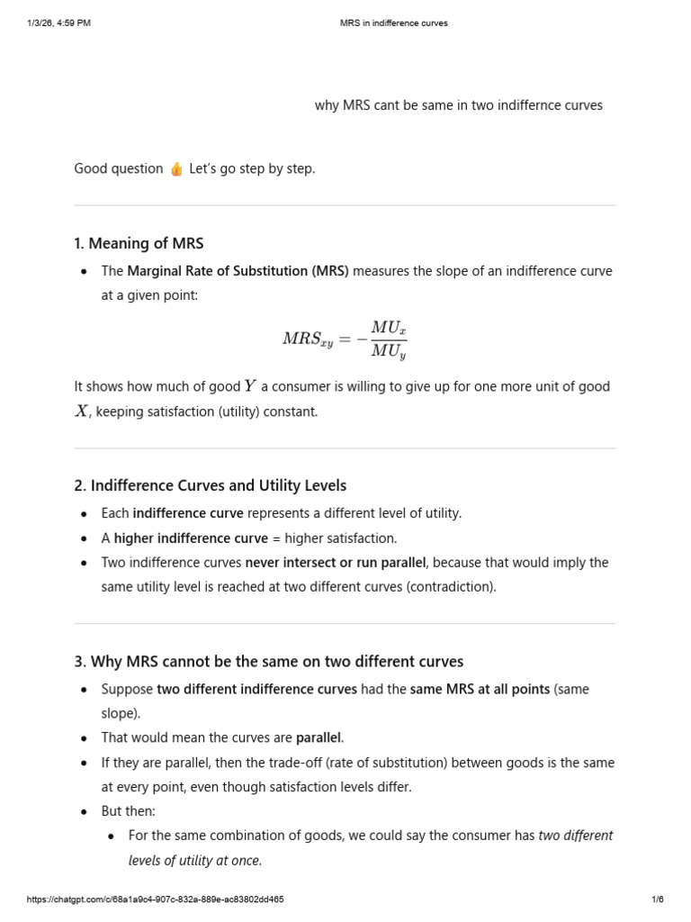 Why MRS Differs in Indifference Curves | PDF | Utility | Geometry
