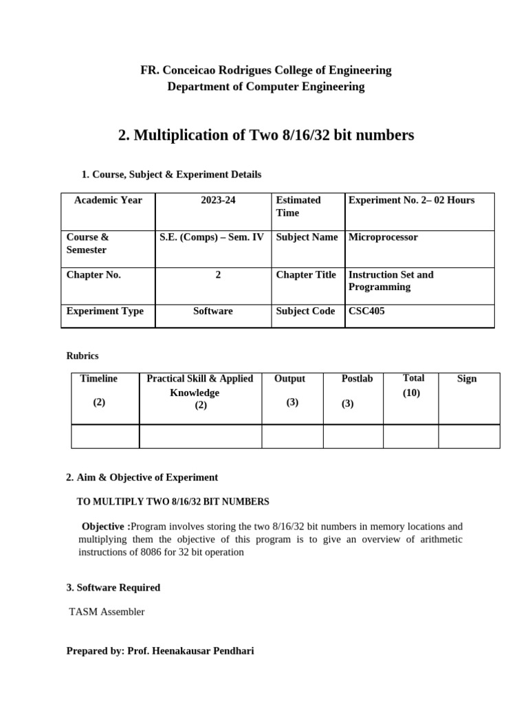 9883 MP Exp2 | PDF | Bit | Computer Hardware