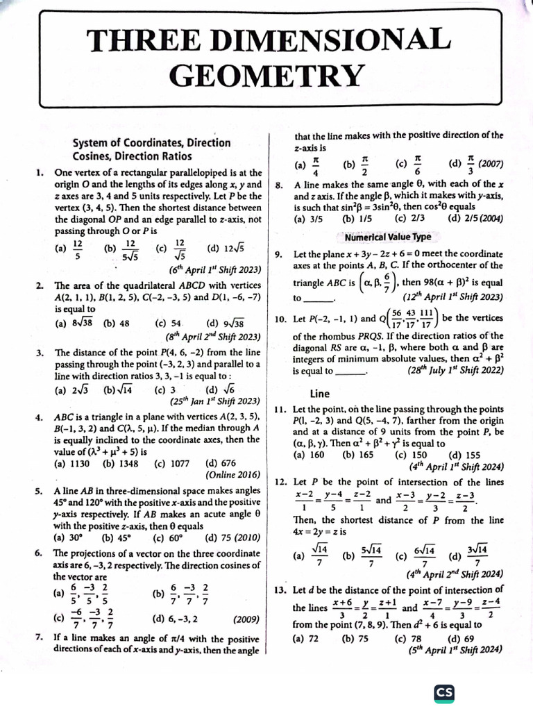 3d Pyq Sheet | PDF