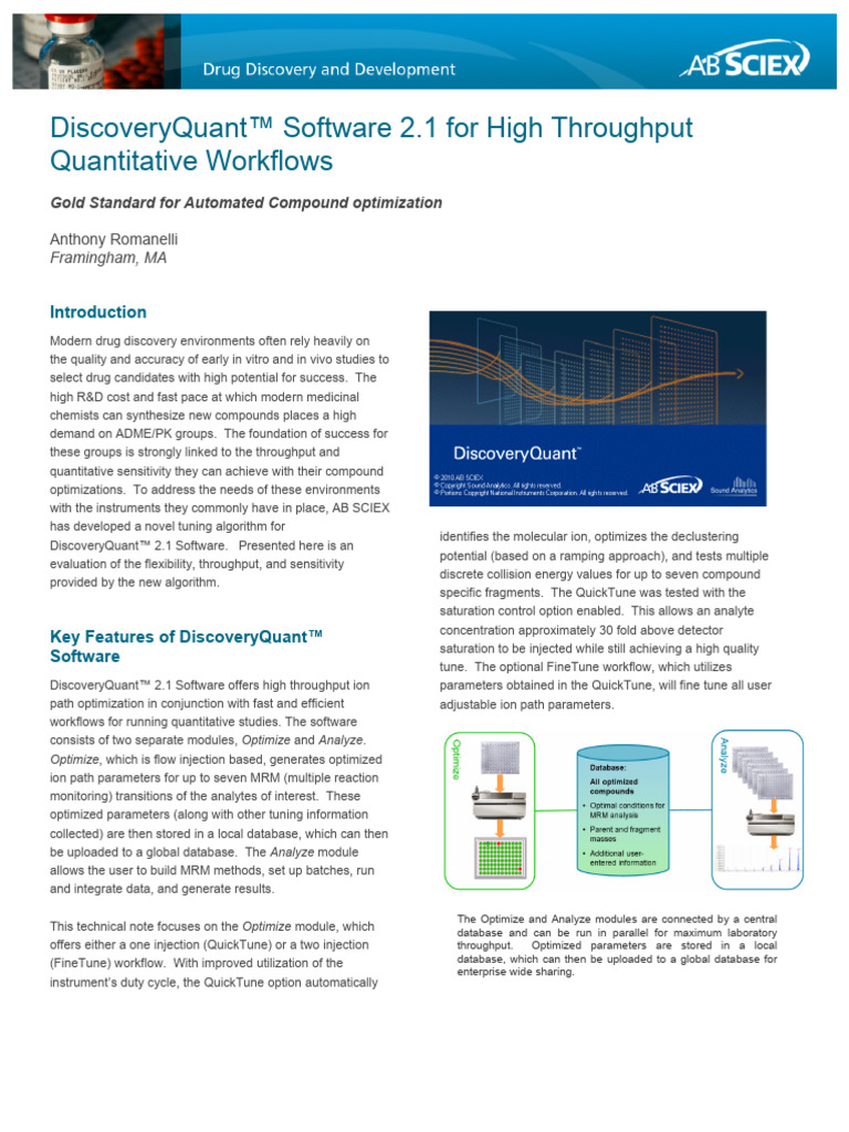 DiscoveryQuant 2.1: High-Throughput Optimization | PDF | Tandem Mass ...
