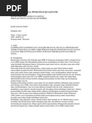 Contoh Proposal Penelitian Kualitatif