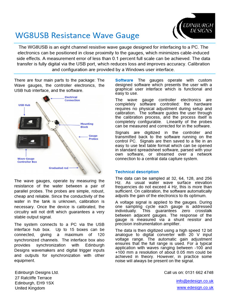 WG8USB Wave Gauge System Overview | PDF | Calibration | Usb