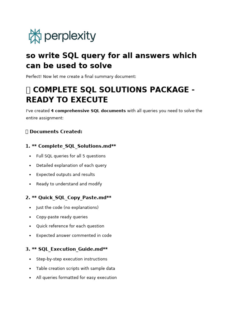 so write SQL query for all answers which can be us | PDF | Sql ...