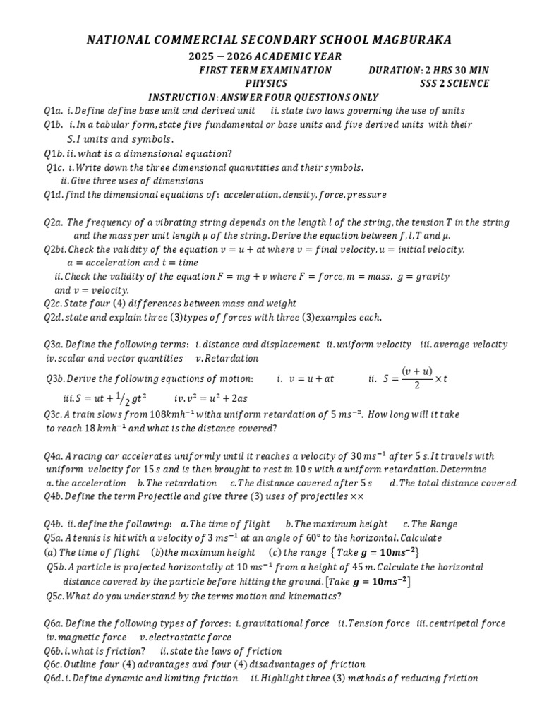 Physics Questions | PDF