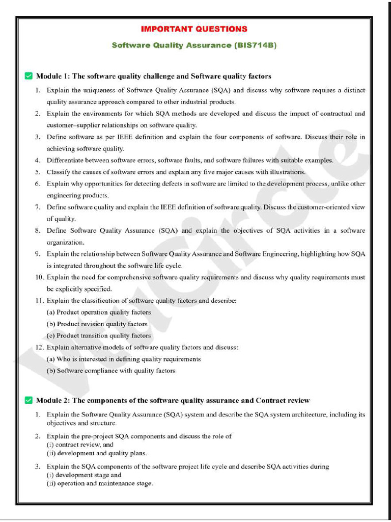 Sqa Questions | PDF