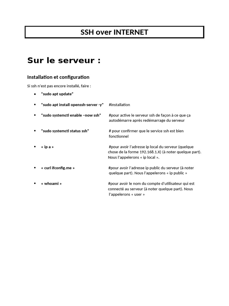 Configuration SSH sur Internet étape par étape | PDF | Adresse IP ...