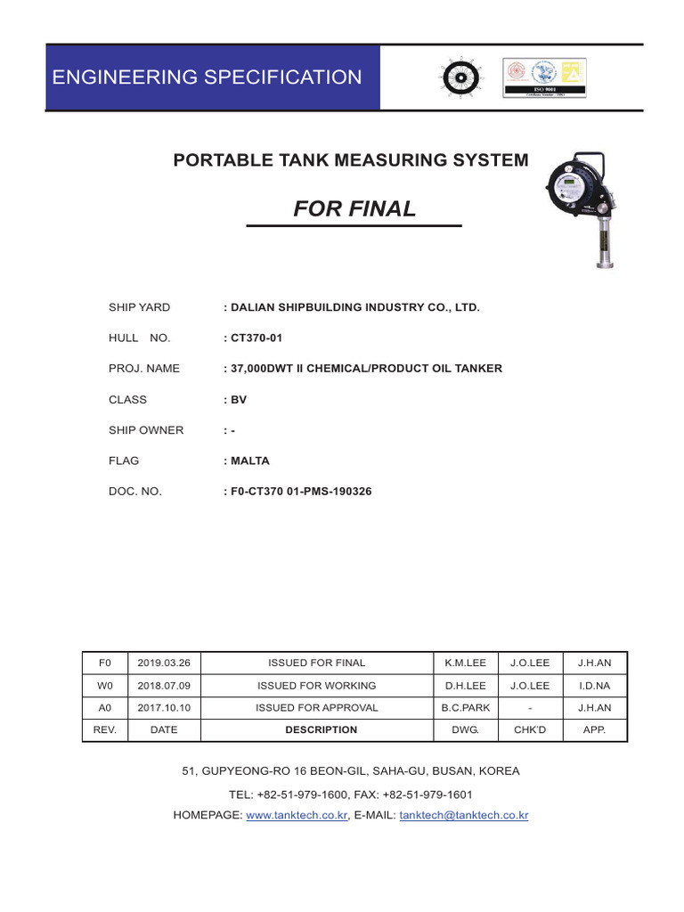 O21-A-Portable Tank Measuring System Final Drawing | PDF