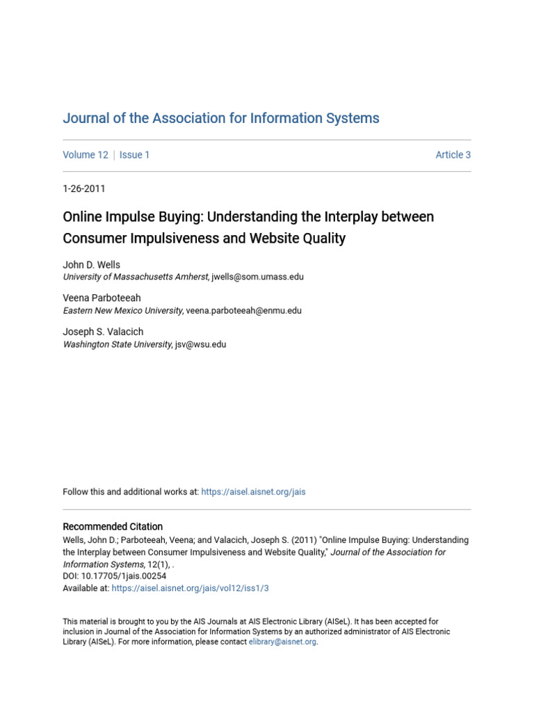 Online Impulse Buying and Website Quality | PDF | Impulsivity | Behavior