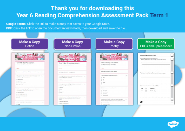 Year 6 Reading Comprehension Pack | PDF