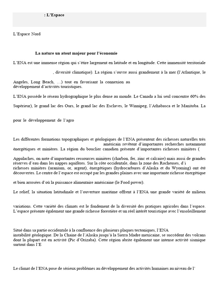 Atouts et handicaps de l'Espace Nord-Américain | PDF | Cyclones ...