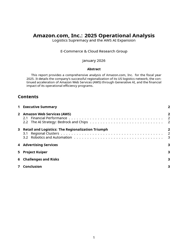 Amazon 2025: Logistics & AWS AI Insights | PDF | Amazon Web Services ...