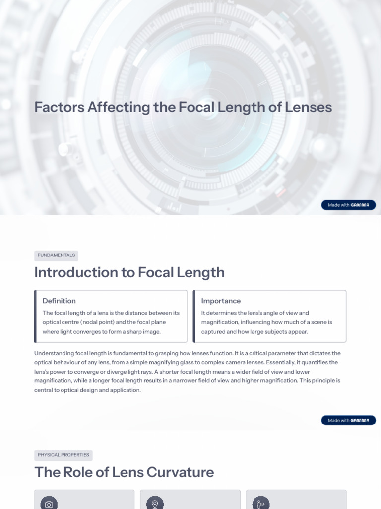 Factors Influencing Lens Focal Length | PDF | Optics | Refractive Index