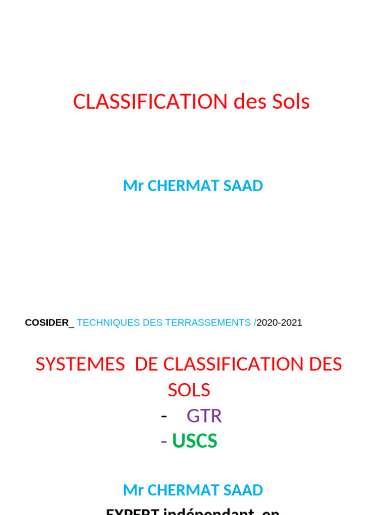 Classification des sols : GTR et USCS | PDF | Limon | Matériaux naturels