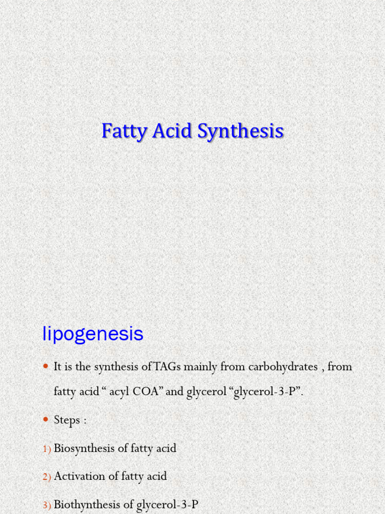 Lecture 13 Fatty Acid Synthsis and Cholesterol Metabolism | PDF