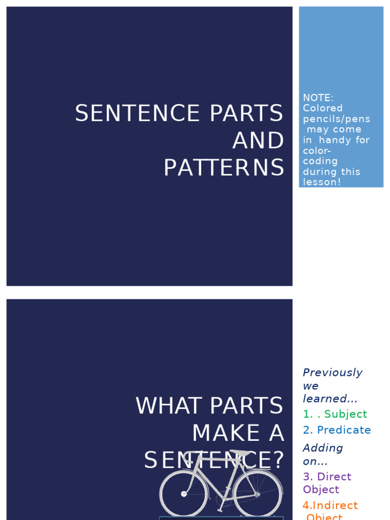 Understanding Sentence Parts and Patterns | PDF | Verb | Subject (Grammar)
