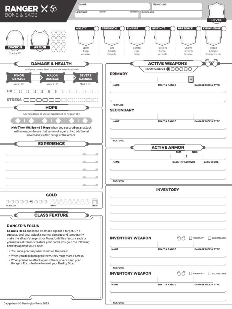 Daggerheart Character Attributes Guide | PDF