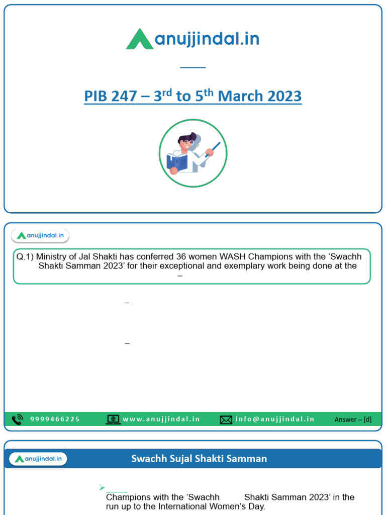 PIB 247 - 3rd To 5th March 2023 | PDF | Government Of India