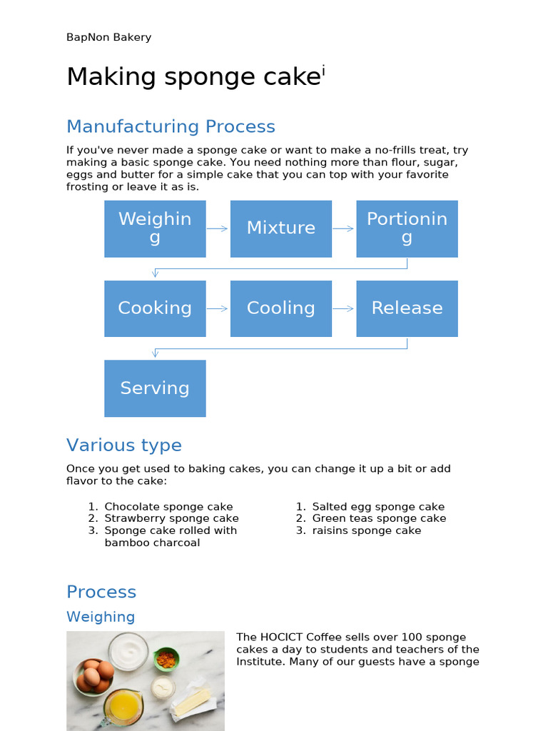 Sponge Cake Recipe and Process Guide | PDF | Cakes | Cooking