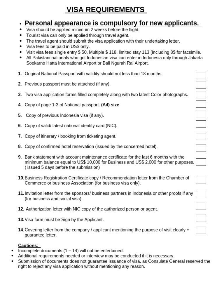 Indonesia Visa Requirements Guide | PDF