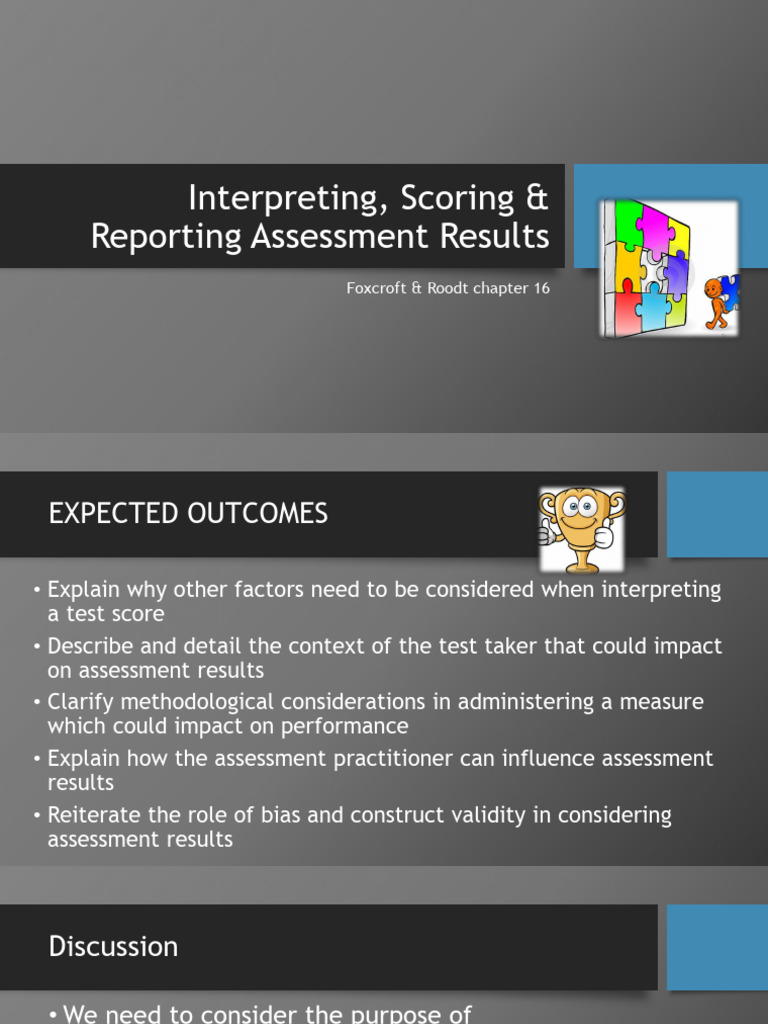 WEEK 10 Slides - Interpreting & Reporting Assessment Results | PDF ...