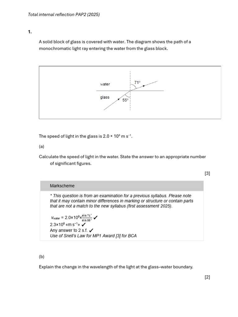 Total Internal Reflection in Optics | PDF | Refraction | Refractive Index