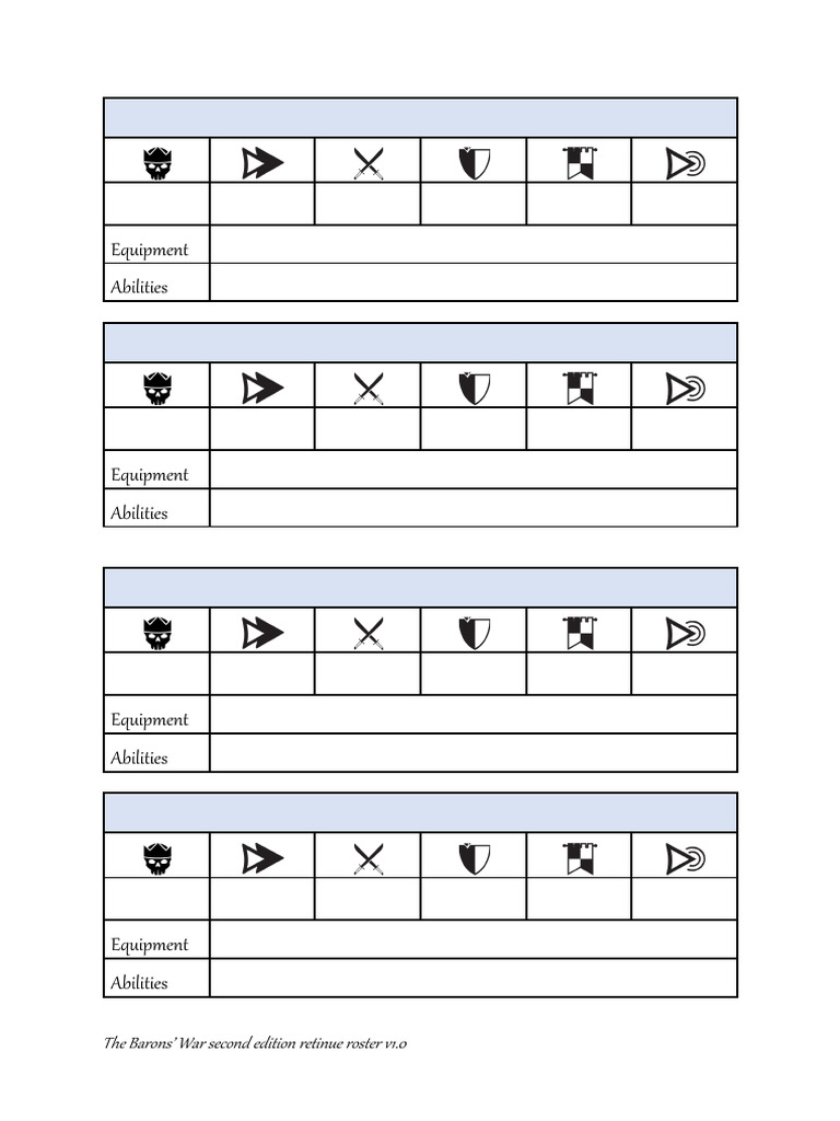 Barons' War Retinue Roster v1.0 | PDF