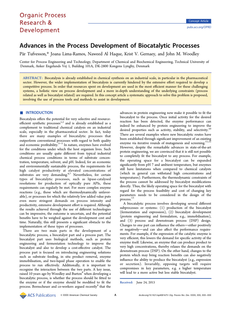 Biocatalytic Process Development Advances | PDF | Enzyme | Catalysis